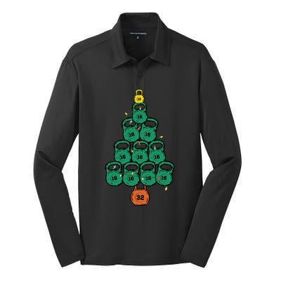 Kettlebell Christmas Tree Classic Silk Touch Performance Long Sleeve Polo