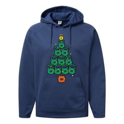 Kettlebell Christmas Tree Classic Performance Fleece Hoodie