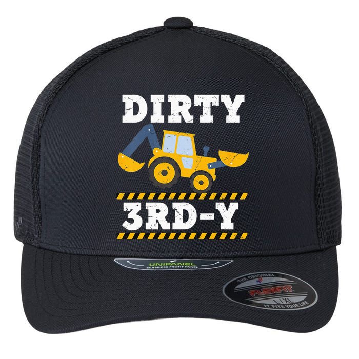 Kids Construction Truck 3rd Birthday Boy Excavator 3 Digger Flexfit Unipanel Trucker Cap