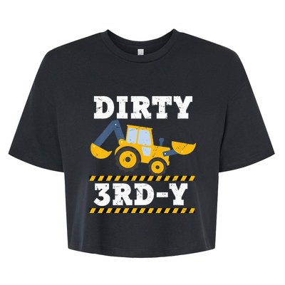 Kids Construction Truck 3rd Birthday Boy Excavator 3 Digger Bella+Canvas Jersey Crop Tee