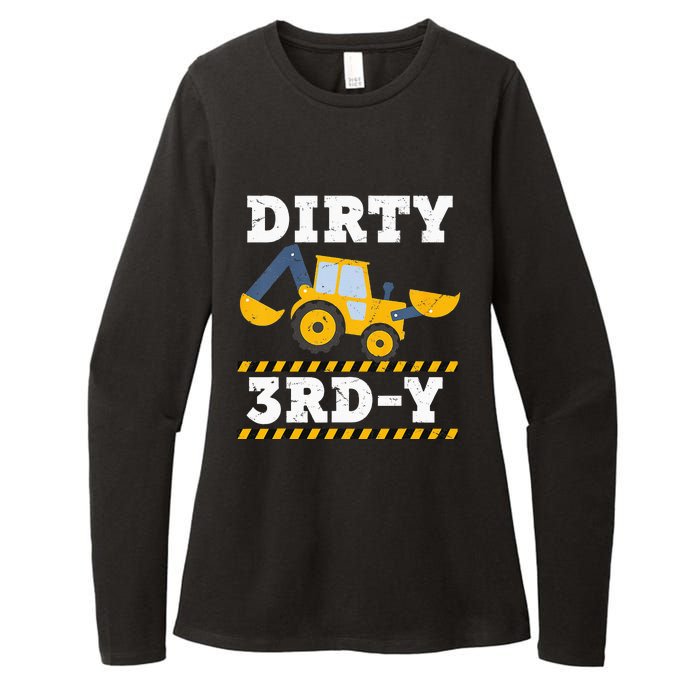 Kids Construction Truck 3rd Birthday Boy Excavator 3 Digger Womens CVC Long Sleeve Shirt