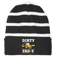 Kids Construction Truck 3rd Birthday Boy Excavator 3 Digger Striped Beanie with Solid Band