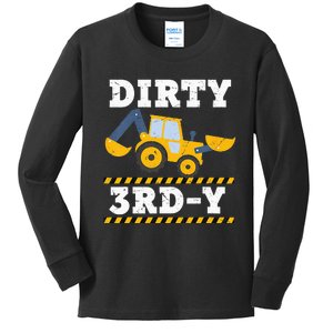 Kids Construction Truck 3rd Birthday Boy Excavator 3 Digger Kids Long Sleeve Shirt