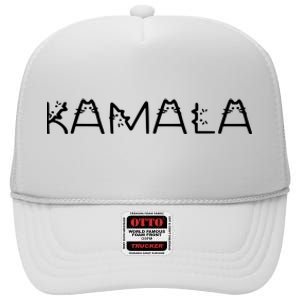 Kamala Cat Typography Alphabet Cats For Kamala Harris 2024 High Crown Mesh Back Trucker Hat