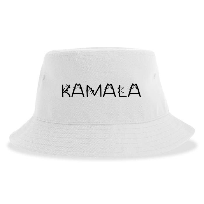 Kamala Cat Typography Alphabet Cats For Kamala Harris 2024 Sustainable Bucket Hat