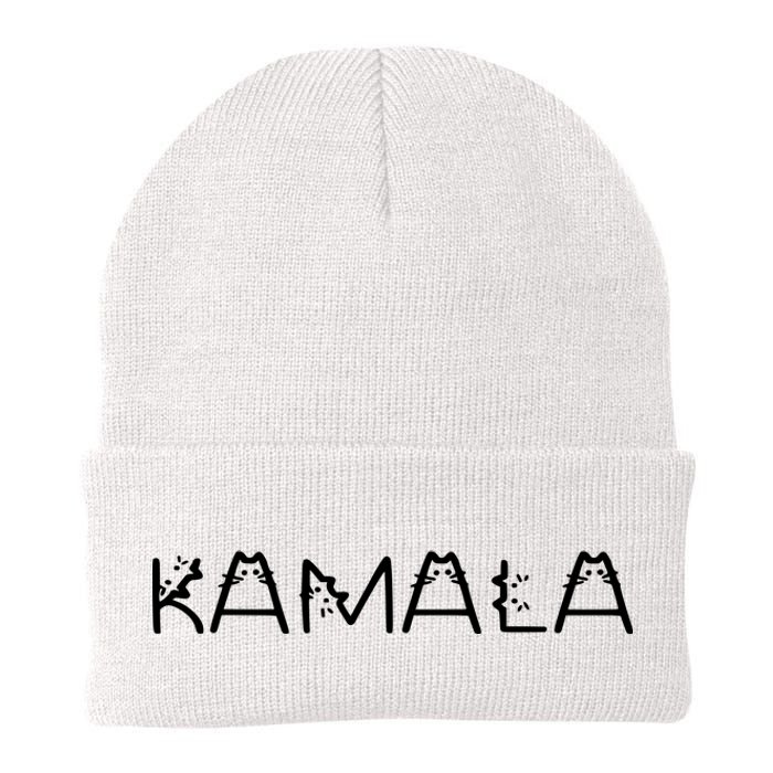 Kamala Cat Typography Alphabet Cats For Kamala Harris 2024 Knit Cap Winter Beanie