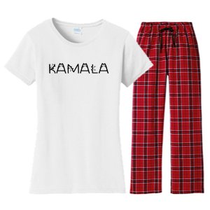 Kamala Cat Typography Alphabet Cats For Kamala Harris 2024 Women's Flannel Pajama Set