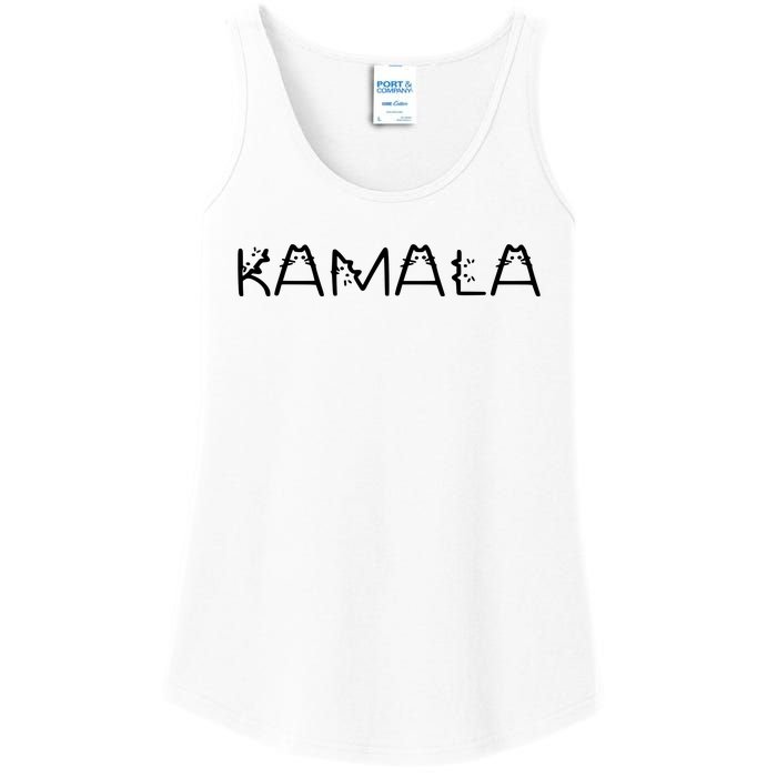 Kamala Cat Typography Alphabet Cats For Kamala Harris 2024 Ladies Essential Tank