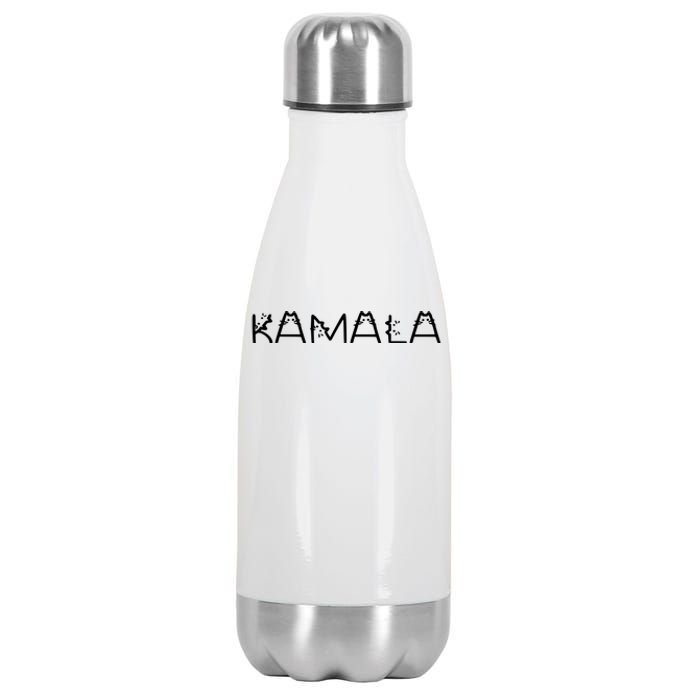 Kamala Cat Typography Alphabet Cats For Kamala Harris 2024 Stainless Steel Insulated Water Bottle