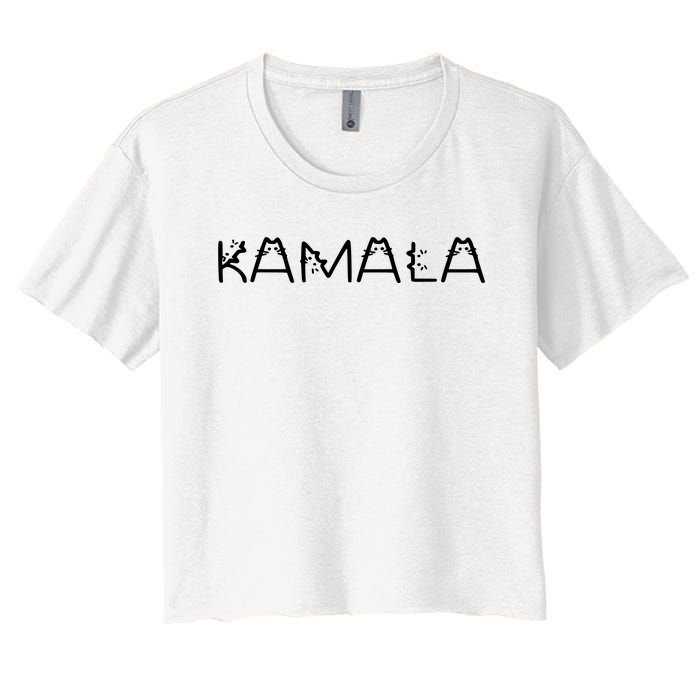 Kamala Cat Typography Alphabet Cats For Kamala Harris 2024 Women's Crop Top Tee