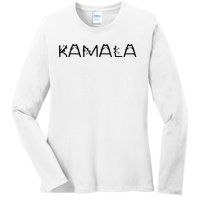 Kamala Cat Typography Alphabet Cats For Kamala Harris 2024 Ladies Long Sleeve Shirt