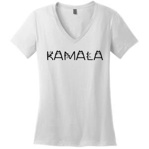 Kamala Cat Typography Alphabet Cats For Kamala Harris 2024 Women's V-Neck T-Shirt