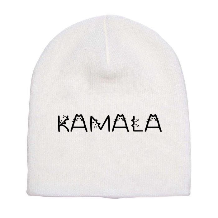 Kamala Cat Typography Alphabet Cats For Kamala Harris 2024 Short Acrylic Beanie