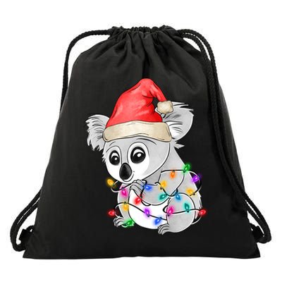 Koala Christmas Tree Light Tangled Pajama Xmas Graphic Great Gift Drawstring Bag