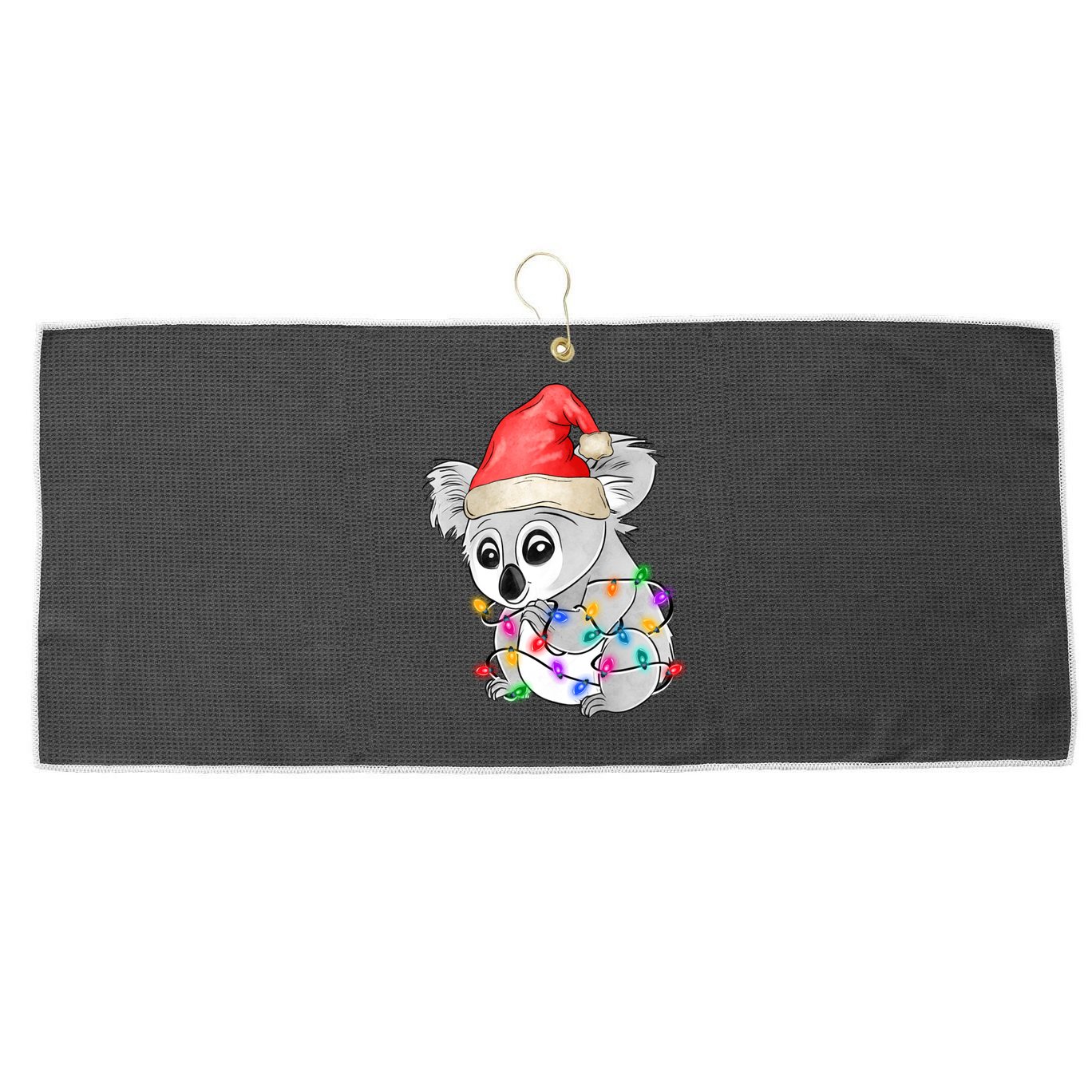 Koala Christmas Tree Light Tangled Pajama Xmas Graphic Great Gift Large Microfiber Waffle Golf Towel