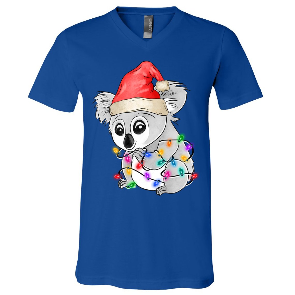 Koala Christmas Tree Light Tangled Pajama Xmas Graphic Great Gift V-Neck T-Shirt