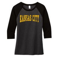 Kansas City Throwback Design Classic Women's Tri-Blend 3/4-Sleeve Raglan Shirt