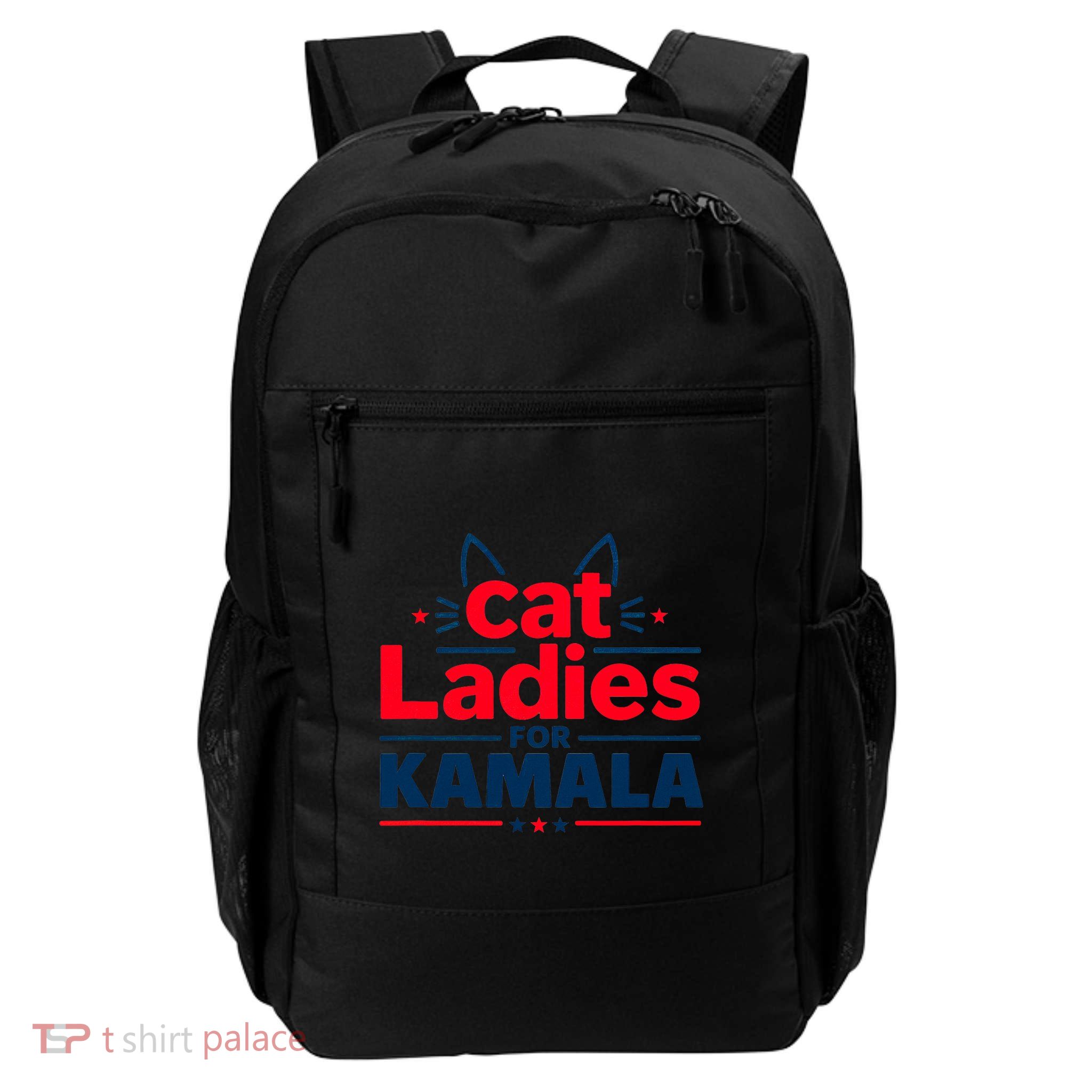 Kamala Cat Typography Funny Cat Ladies For Kamala Cat Lettering Positive Funny Daily Commute Backpack