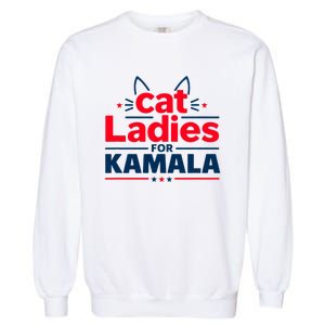 Kamala Cat Typography Funny Cat Ladies For Kamala Cat Lettering Positive Funny Garment-Dyed Sweatshirt