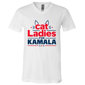 Kamala Cat Typography Funny Cat Ladies For Kamala Cat Lettering Positive Funny V-Neck T-Shirt