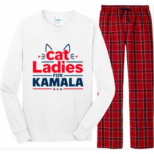 Kamala Cat Typography Funny Cat Ladies For Kamala Cat Lettering Positive Funny Long Sleeve Pajama Set