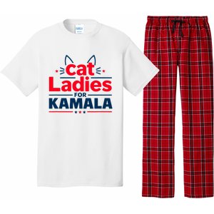 Kamala Cat Typography Funny Cat Ladies For Kamala Cat Lettering Positive Funny Pajama Set