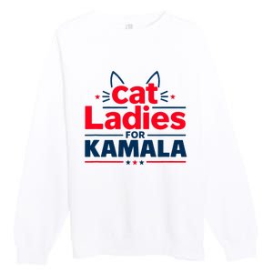 Kamala Cat Typography Funny Cat Ladies For Kamala Cat Lettering Positive Funny Premium Crewneck Sweatshirt