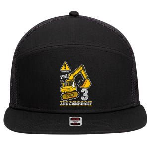 Kids Construction Truck 3rd Birthday 3 Years Old Digger Builder 7 Panel Mesh Trucker Snapback Hat