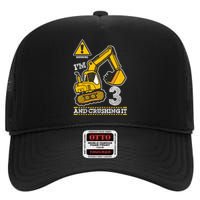 Kids Construction Truck 3rd Birthday 3 Years Old Digger Builder High Crown Mesh Back Trucker Hat