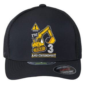 Kids Construction Truck 3rd Birthday 3 Years Old Digger Builder Flexfit Unipanel Trucker Cap