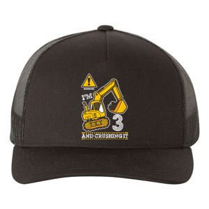 Kids Construction Truck 3rd Birthday 3 Years Old Digger Builder Yupoong Adult 5-Panel Trucker Hat