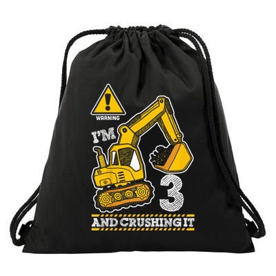 Kids Construction Truck 3rd Birthday 3 Years Old Digger Builder Drawstring Bag
