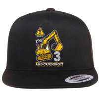 Kids Construction Truck 3rd Birthday 3 Years Old Digger Builder Flat Bill Trucker Hat