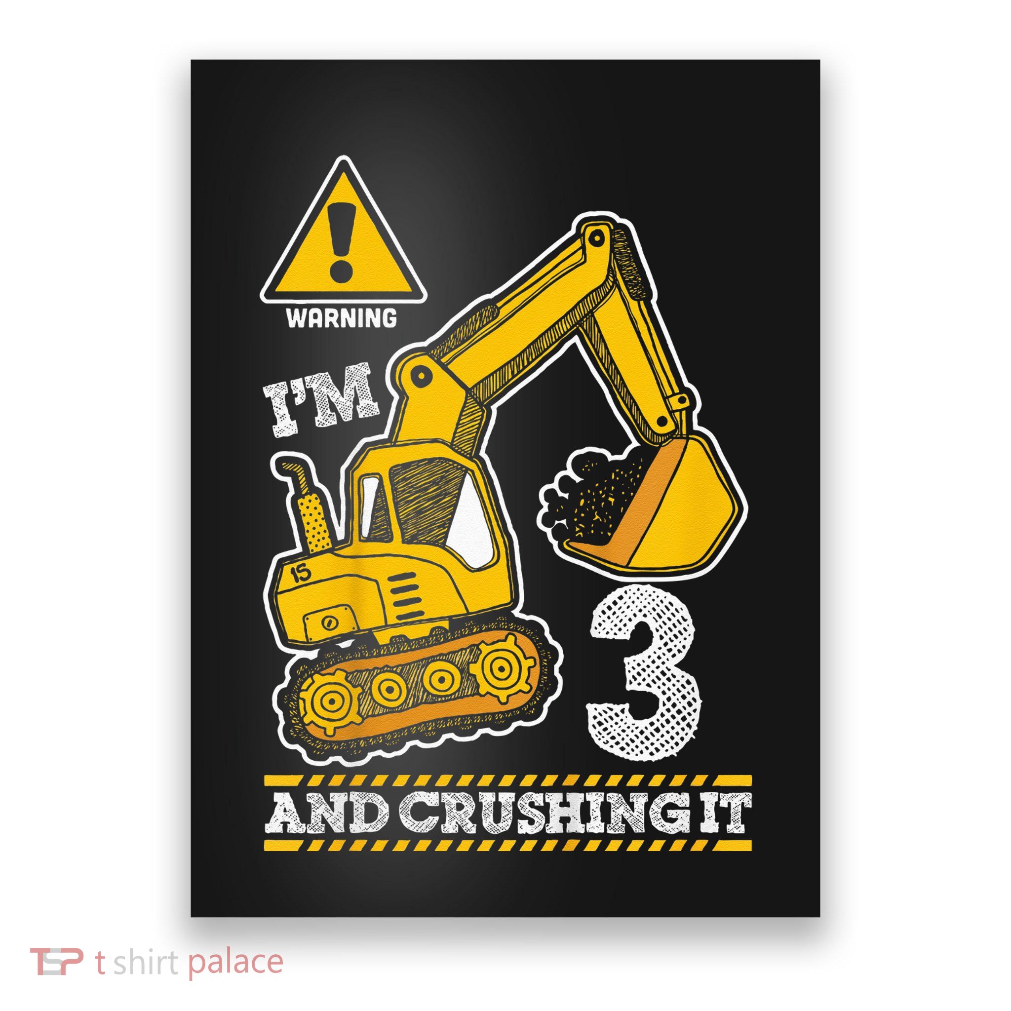 Kids Construction Truck 3rd Birthday 3 Years Old Digger Builder Poster