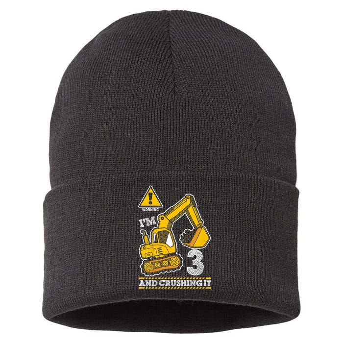 Kids Construction Truck 3rd Birthday 3 Years Old Digger Builder Sustainable Knit Beanie