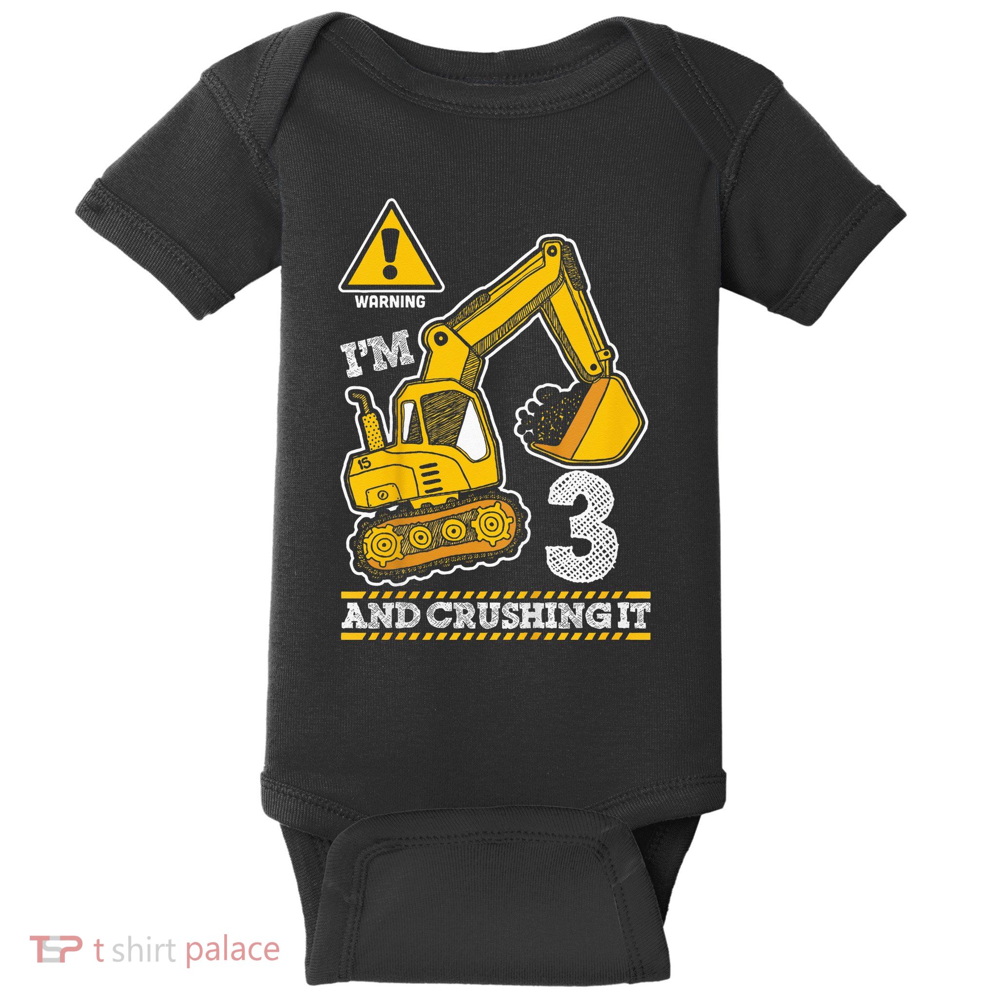 Kids Construction Truck 3rd Birthday 3 Years Old Digger Builder Baby Bodysuit
