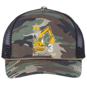 Kids Construction Truck 3rd Birthday 3 Years Old Digger Builder Retro Rope Trucker Hat Cap