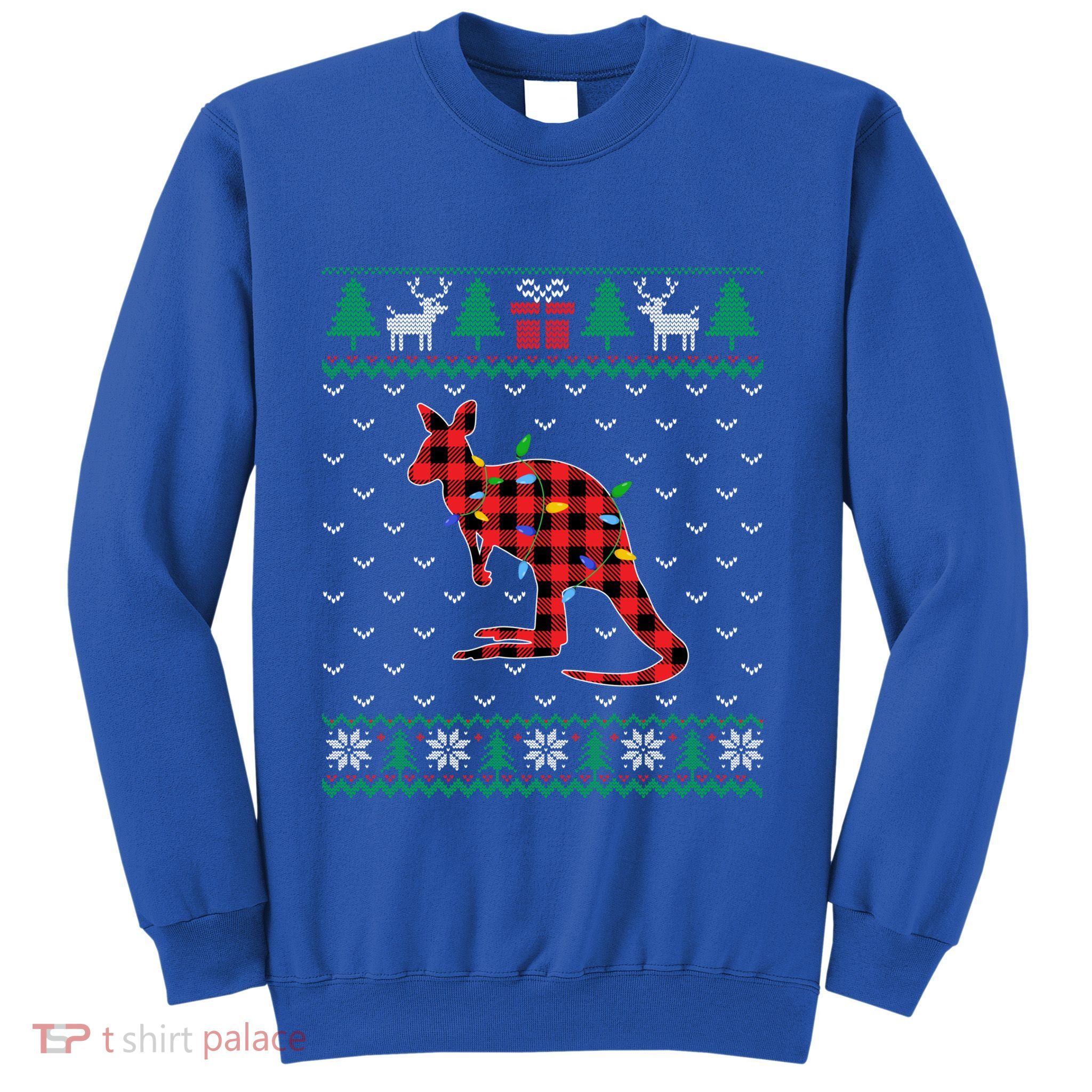 Kangaroo Christmas Tree Lights Decoration Xmas Sweater Ugly Cool Gift Sweatshirt