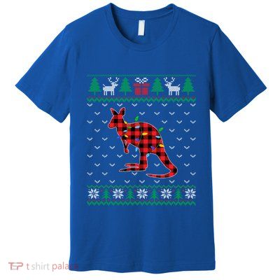 Kangaroo Christmas Tree Lights Decoration Xmas Sweater Ugly Cool Gift Premium T-Shirt