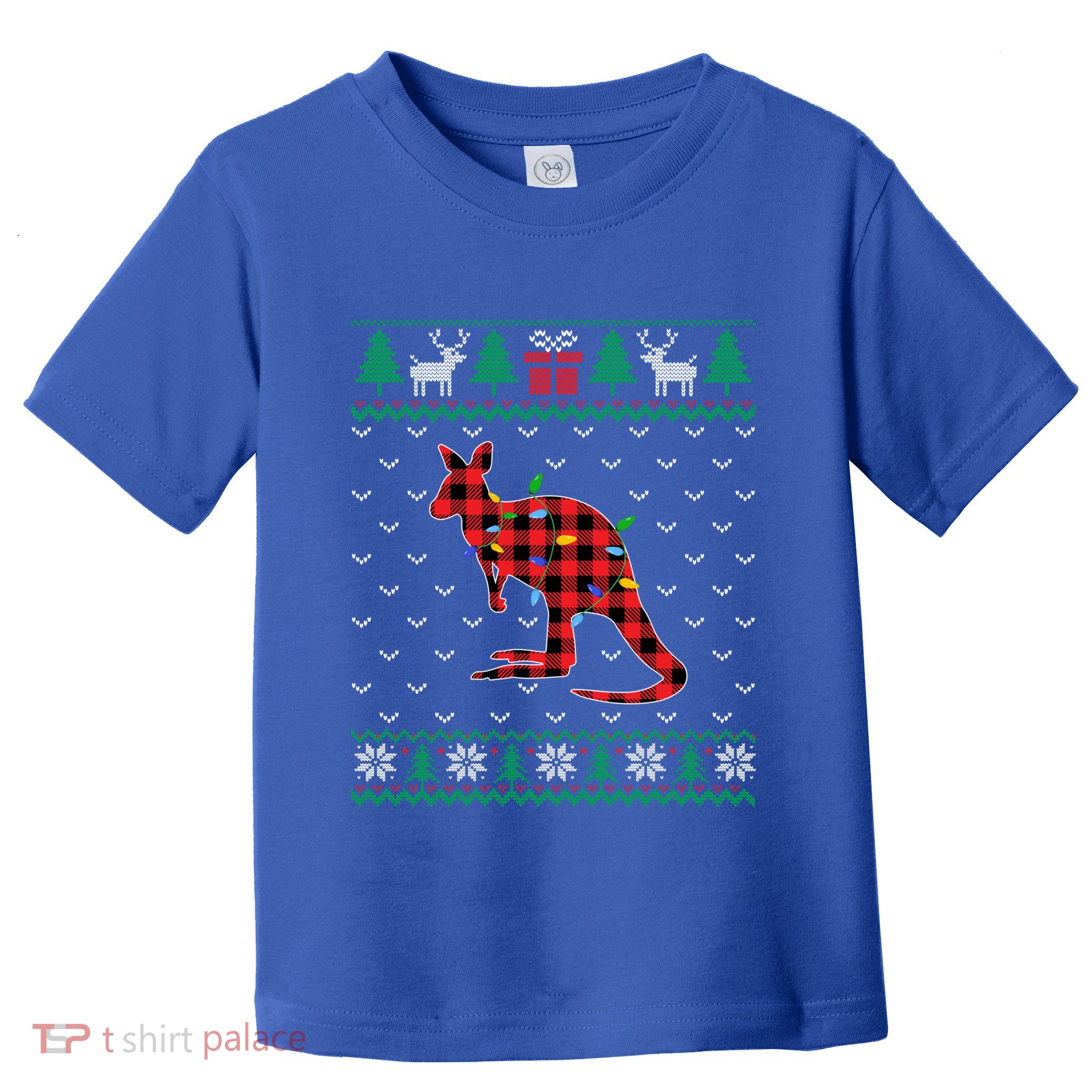 Kangaroo Christmas Tree Lights Decoration Xmas Sweater Ugly Cool Gift Toddler T-Shirt