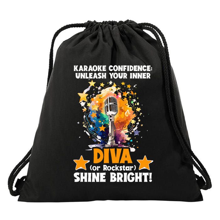 Karaoke Confidence Unleash Your Inner Diva Or Rockstar Drawstring Bag