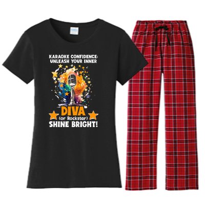 Karaoke Confidence Unleash Your Inner Diva Or Rockstar Women's Flannel Pajama Set