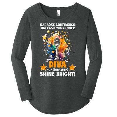 Karaoke Confidence Unleash Your Inner Diva Or Rockstar Women's Perfect Tri Tunic Long Sleeve Shirt