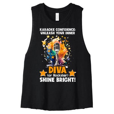 Karaoke Confidence Unleash Your Inner Diva Or Rockstar Women's Racerback Cropped Tank