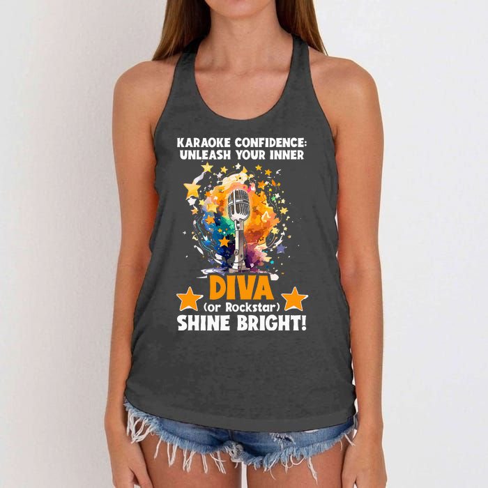 Karaoke Confidence Unleash Your Inner Diva Or Rockstar Women's Knotted Racerback Tank