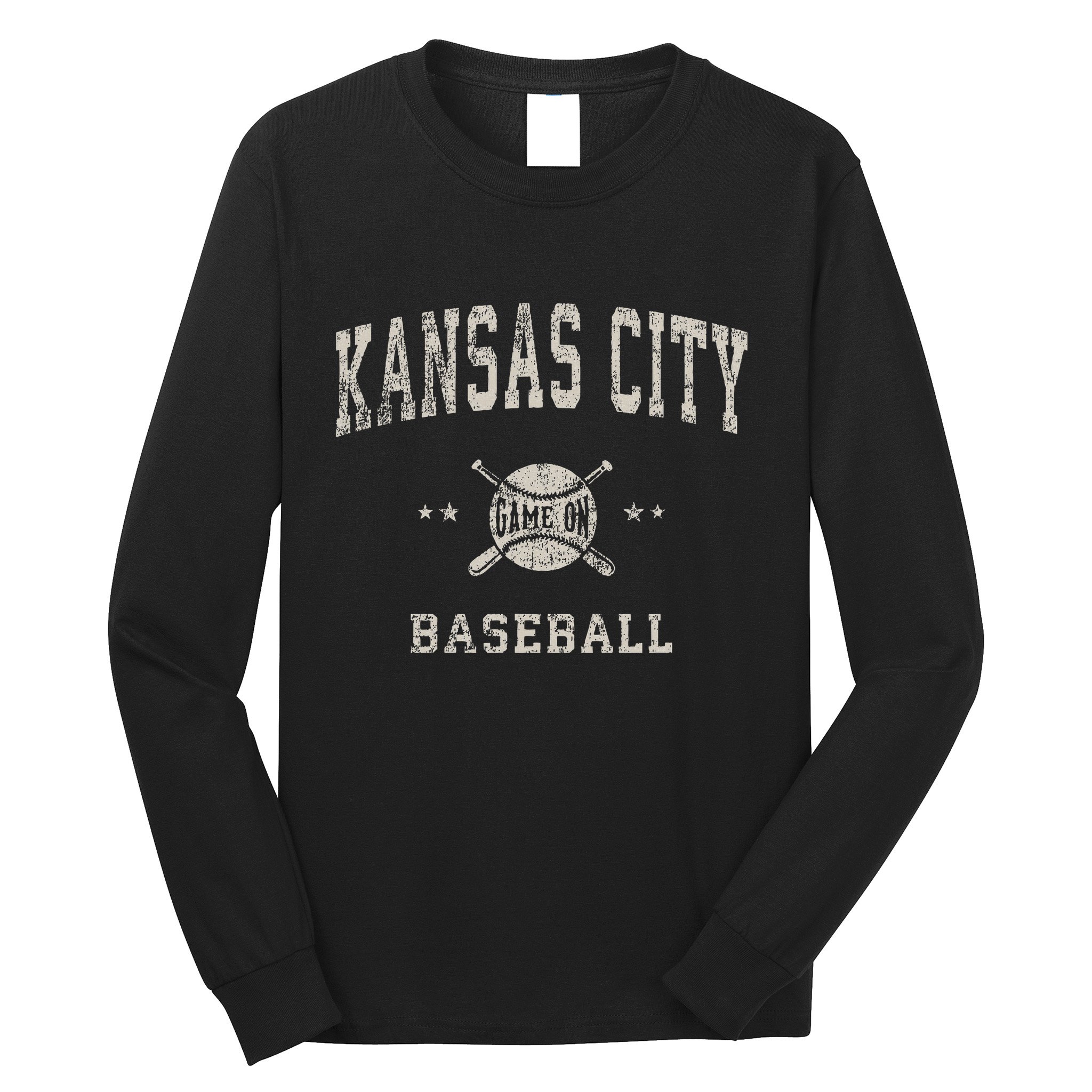Kansas City Vintage Baseball Throwback Retro Design Long Sleeve Shirt