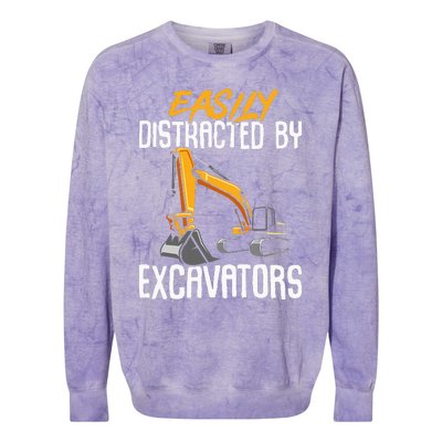 Kids Construction Vehicle Easily Distracted By Excavators Colorblast Crewneck Sweatshirt