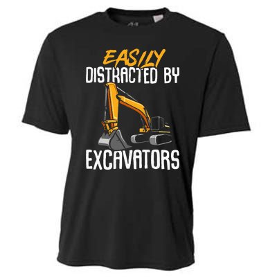 Kids Construction Vehicle Easily Distracted By Excavators Cooling Performance Crew T-Shirt