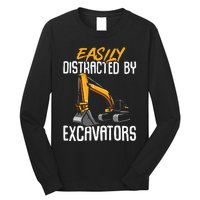 Kids Construction Vehicle Easily Distracted By Excavators Long Sleeve Shirt