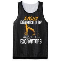 Kids Construction Vehicle Easily Distracted By Excavators Mesh Reversible Basketball Jersey Tank